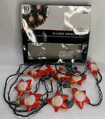 Vintage Unique Star Santa Plastic Novelty String Christmas Tree Lights • $23.95