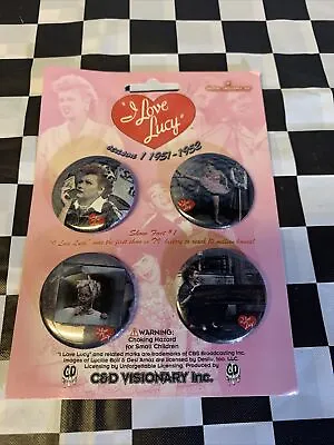 I LOVE LUCY Pin Button Pinback 4 Button COLLECTORS SET Pins Season 1 ON CARD • $8.99