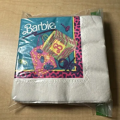 Vtg 90s Hallmark Happy Birthday From Barbie Pink Butterfly Party Napkins NOS 15 • $8