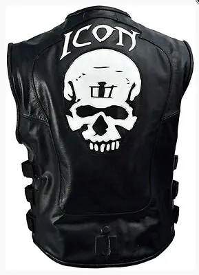 Icon Bikers Leather Vest Skull Regulator Vest Men's Tactical Biker Vest • $58.99