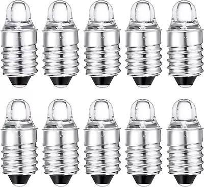 10 Pieces E10 LED Bulbs 3 Volt Miniature Flashlight Bulbs E10 Replacement Bulbs  • $12.86