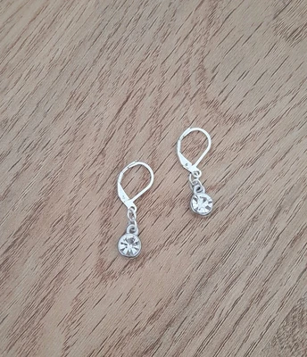 £4.25 • Buy Diamond/April Birthstone Silver Hooks Leverback Earrings Gift For Girls UK