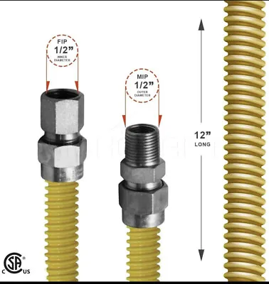 12 In. Flexible Epoxy Coated Gas Line Connector With 1/2 In. OD And Nut Fittings • $18.99