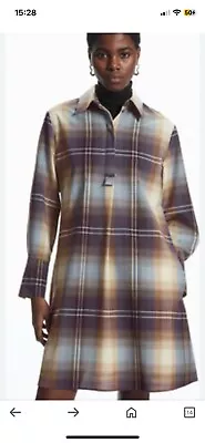 COS Checked Plaid Mini Shirt Dress Eu 40 Large New Without Tags Wool Blend • £70