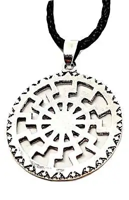 £5.95 • Buy Black Sun Wheel Necklace Slavic Esoteric Occultism Protection Pendant 20  Cord
