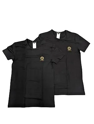 VERSACE Black T-Shirts 2 Pack Chest Logo Gold Short Sleeve Tee XL NEW RRP 105 • £59.85