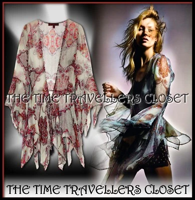 £69.99 • Buy Topshop Rare Kate Moss Embellished Paisley Blouse Kaftan Sheer Chiffon Uk 12 40