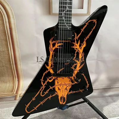 Elk Skull Explorer James Hetfield Electric Guitar Mahogany Body&Neck Black Part • $241.58