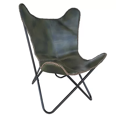 Genuine Leather Butterfly Chair - Forest Green • $109.99