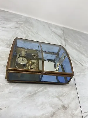 Vintage Via Vermont Glass Music Box - Plays  Feelings  - Made In Mexico • $39.90