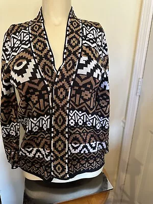 Ruby Rd Favorites Sweater Cardigan Tribal Print 3/4 Sleeves Acrylic Sz PS EUC • $8.99