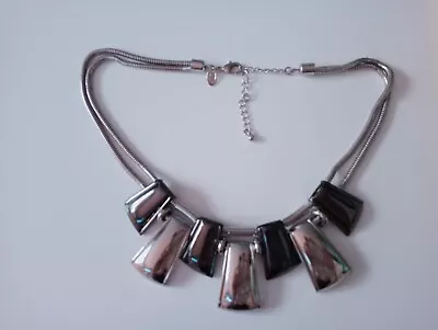 Marks And Spencer M&S Black And Silver Bib Style Necklace • £6.99