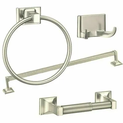 4 Piece Towel Bar Set Bath Accessories Bathroom Hardware Set Brushed Nickel • $24.27