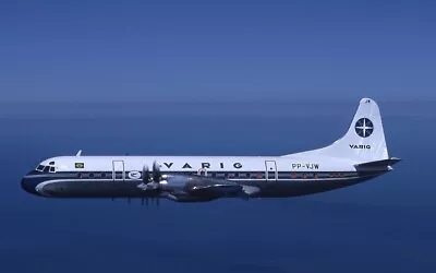 VARIG Brasil Lockheed L-188 Electra O/c PP-VJW Air-to-Air- Kodachrome 35mm Slide • $3.99