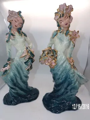 Vintage Hedi Schoop California Pottery Asian Geisha Girl Figures Planters 12  • $235