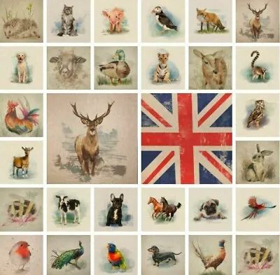 £2.80 • Buy Animal Country Creature Linen Look Cotton Rich Fabric Cushion Panels Craft 