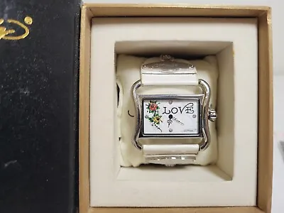 Ed Hardy Vintage Love Watch Stainless Steel & White Leather - 316L • $34.99