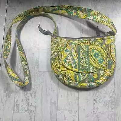 Vera Bradley Womens Lizzie Lemon Parfait Crossbody Bag Green Brown Paisley  • $22.45