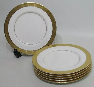 Mikasa Fine Bone China HARROW White With Gold Edge Set 6 Salad Plates 7.5  • $40