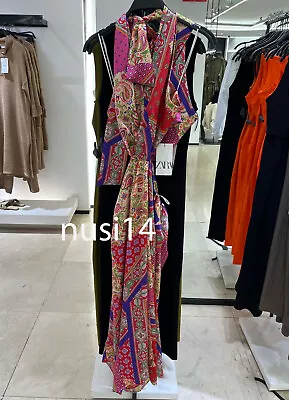 Zara New Woman Patchwork Print Halter Midi Dress Xs-xl 3277/228 • $77.77