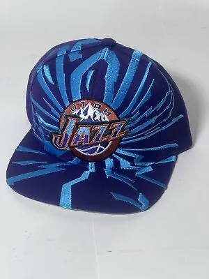 Utah Jazz Mitchell & Ness Purple Hardwood Classics Earthquake Snapback Hat Cap • $25