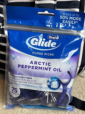 LOT OF 5 Oral B Glide Floss Pick Artic Peppermint Oil (75ct.) NIB SEALED • $25.99