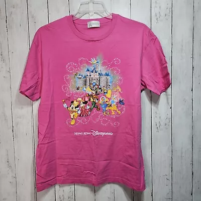 New Vintage Disneyland Hong Kong Pink Short Sleeve T-Shirt Size XL 100% Cotton  • $49