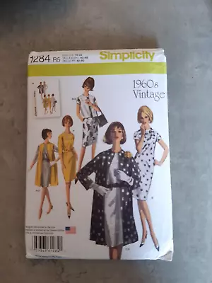 Simplicity 1960s Vintage Pattern 1284  Size 14-22 Dress & Unlined Coat & Vest • £5