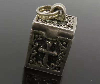 925 Sterling Silver - Vintage Religious Cross Locket Pendant (OPENS) - PT10742 • $66.99