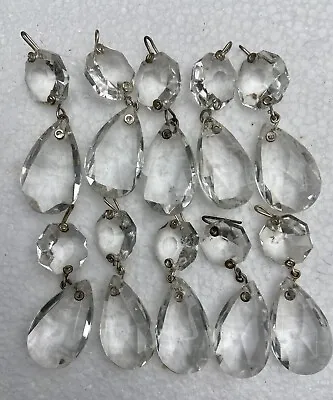Lot Of 10 SMALL VINTAGE CRYSTAL PRISM CHANDELIER LUSTER REPLACEMENT DANGLE DROPS • $14.99
