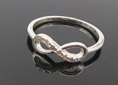 925 Sterling Silver - Topaz Shiny Infinity Symbol Band Ring Sz 7 - RG10356 • $24.90