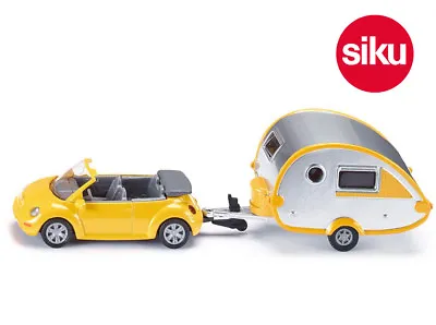 Siku 1629 VW Beetle Cabrio With Teardrop Caravan Die-Cast Small 1:55 Scale • $26.60