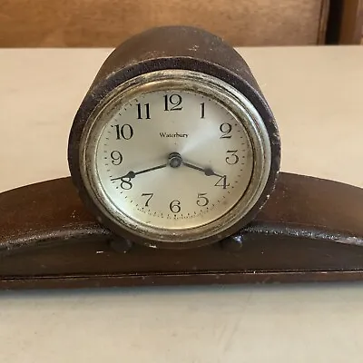 Works! VINTAGE ANTIQUE NOVELTY ART NOUVEAU WIND UP SMALL Mantle CLOCK Waterbury • $92.73