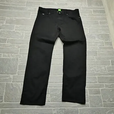 HUGO BOSS Pants Size 36x30 Black Stretch Waist Black Denim Straight Leg Jeans • $57.44