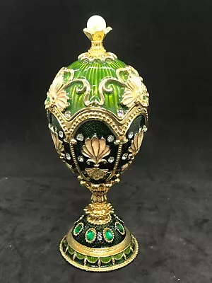 Antique Handcrafted Enameled Egg Antique Hinged Jewelry Trinket Box • $10