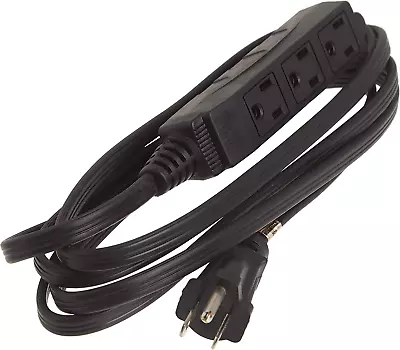 Cable 2611 3-Prong Household Extension Cord With 3-Outlets 8-Foot Black • $12.42