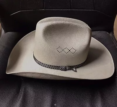 Stetson Straw Cowboy Hat Vintage Silver Jack 6x Formosan Sz 6 7/8 • $45