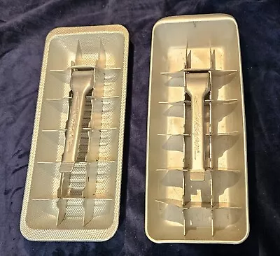 Vintage Coldspot Aluminum Ice Cube Trays (2) 18 Cubes Each Silver Ejector Handle • $19.99