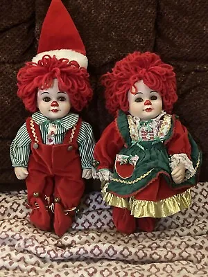 Vintage Marie Osmond Jingles & Belle Christmas Porcelain Rag Doll Twins Signed • $45.95