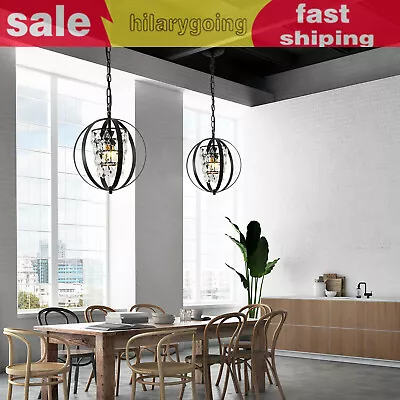 Modern Crystal Chandelier Glass LED Ceiling Light Fixture Hanging Pendant Lamp • $29.45