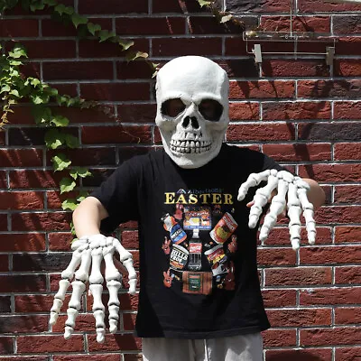 £13.95 • Buy Life Size Halloween Skull Mask Headgear And Skeleton Hands Cosplay Party Props
