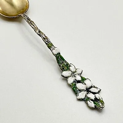 Wallace  W. R. & S ~ Sterling Silver ~ Enameled Gold Washed Floral Handle Spoon • $58