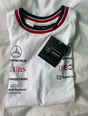 Brand New F1 Mercedes AMG Petronas F1 2022 Kids Size 140 T-Shirt White • £15