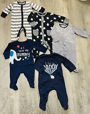 🌈 Baby Boy 0-3 Months Bundle Rompers Unisex Girl Sleepsuits Next • £13.99