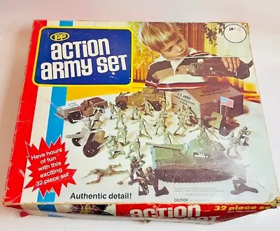 Vintage Processed Plastics Co Action Army Set W/ Very Rare Helicoptor & Extra • $86.21