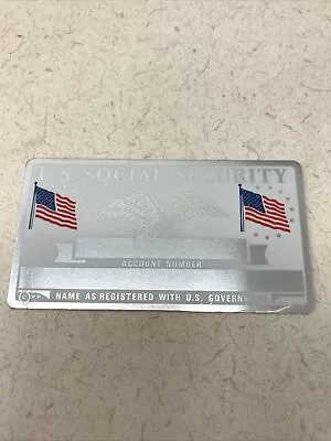 New Vintage SSN Social Security Card Metal USA Silver Eagle Flag Large  • $5.91