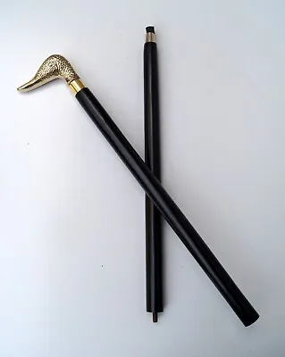 Duck Walking Stick Cane Solid Brass Head Black Wooden Cane Folding Stick 37 Inch • $43