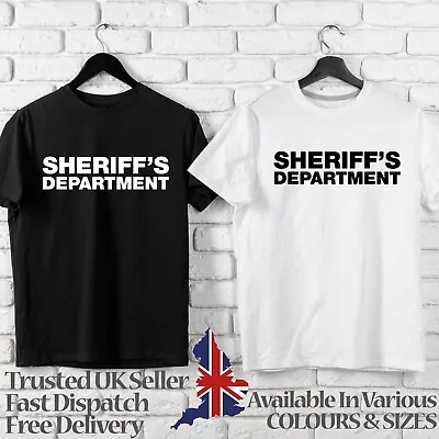 Sheriff's Department T-Shirt TSHIRT - JOKE GIFT TEE NOVELTY TEXT COSTUME COWBOY • £5.99