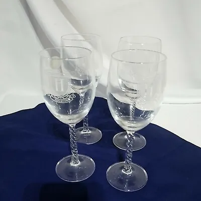 MONOGRAM  HOUSTON  CRISTAL D'ARQUES  CRYSTAL WATER WINE GLASSES Set Of 4 • $29