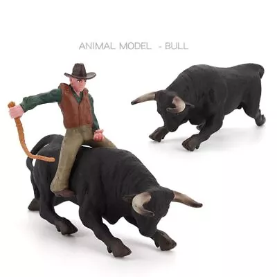Character Model Plastic Toy Bull Rider Rodeo Bull Animal Toys PVC Model • $18.02